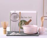 Handmade Purple Ceramic Matcha Tool Set with Elegant Silver Touch